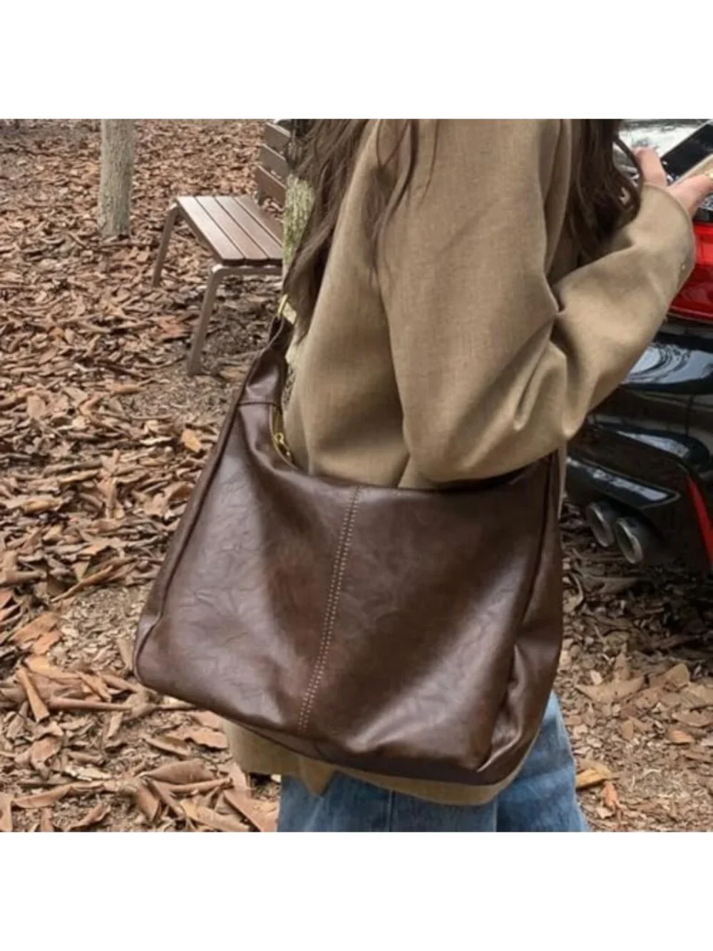 Stylish Brown Leather Hobo Bag for Women | Slouchy Everyday Purse with Zipper